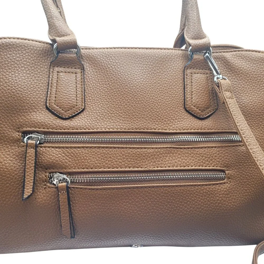 Kate & Alex Caffaro Handbag Brown Double Handle Crossbody Pebbled Faux Leather - Picture 2 of 10